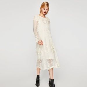 zara beige lace dress